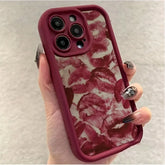 Wine Red Lip Print Phone Case for iPhone